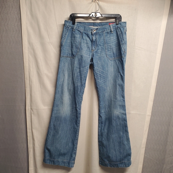 Express Light Blue Flare Jeans - Picture 1 of 14